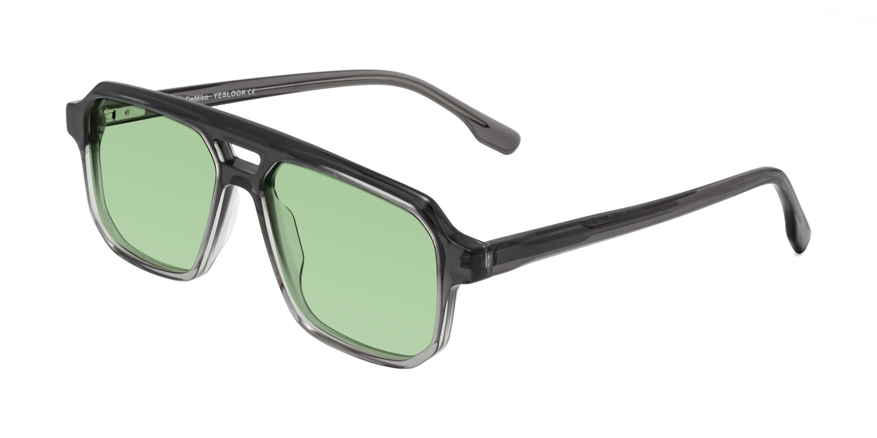 Angle of DeMiko in Gradient Gray with Medium Green Tinted Lenses