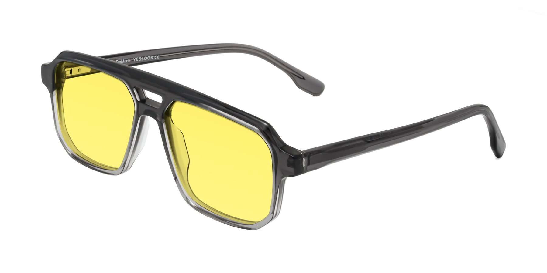 Angle of DeMiko in Gradient Gray with Medium Yellow Tinted Lenses