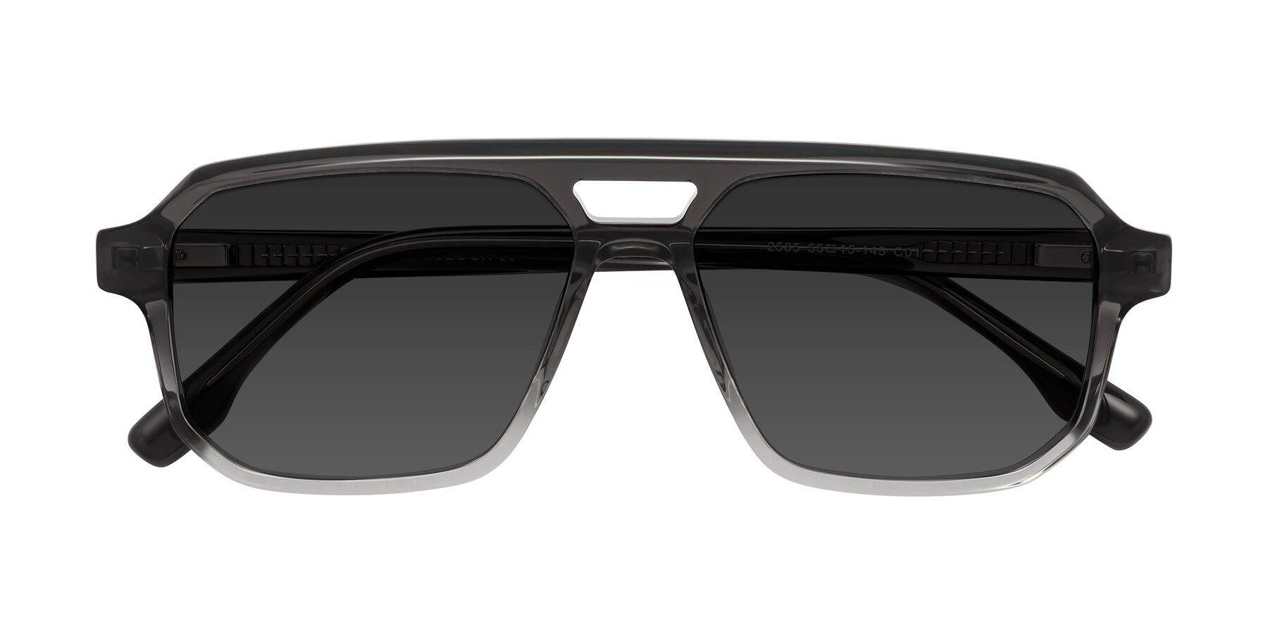 Folded Front of DeMiko in Gradient Gray with Gray Tinted Lenses