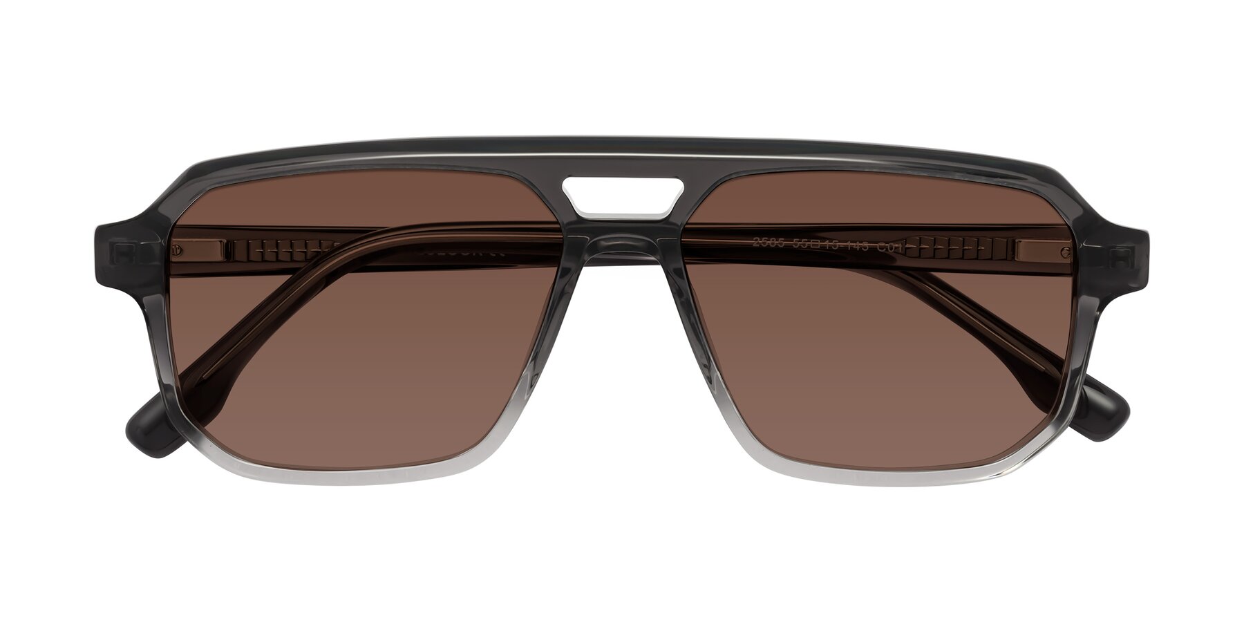 Folded Front of DeMiko in Gradient Gray with Brown Tinted Lenses