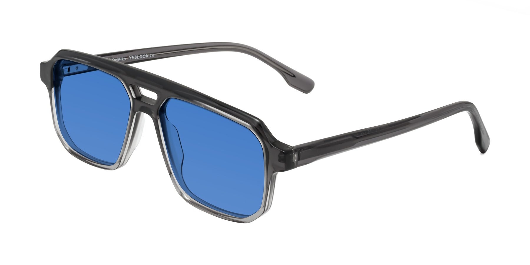 Angle of DeMiko in Gradient Gray with Blue Tinted Lenses