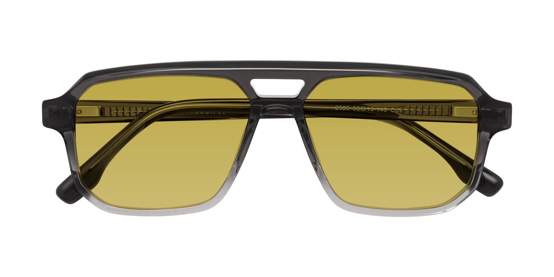 Folded Front of DeMiko in Gradient Gray with Champagne Tinted Lenses