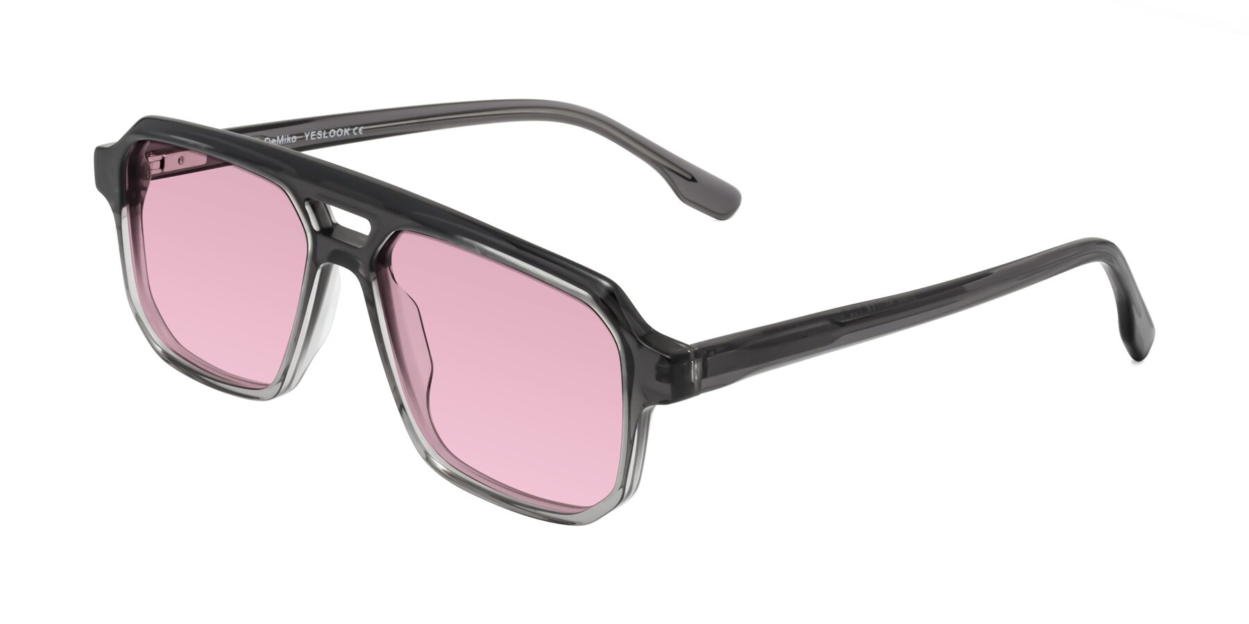 Angle of DeMiko in Gradient Gray with Light Wine Tinted Lenses