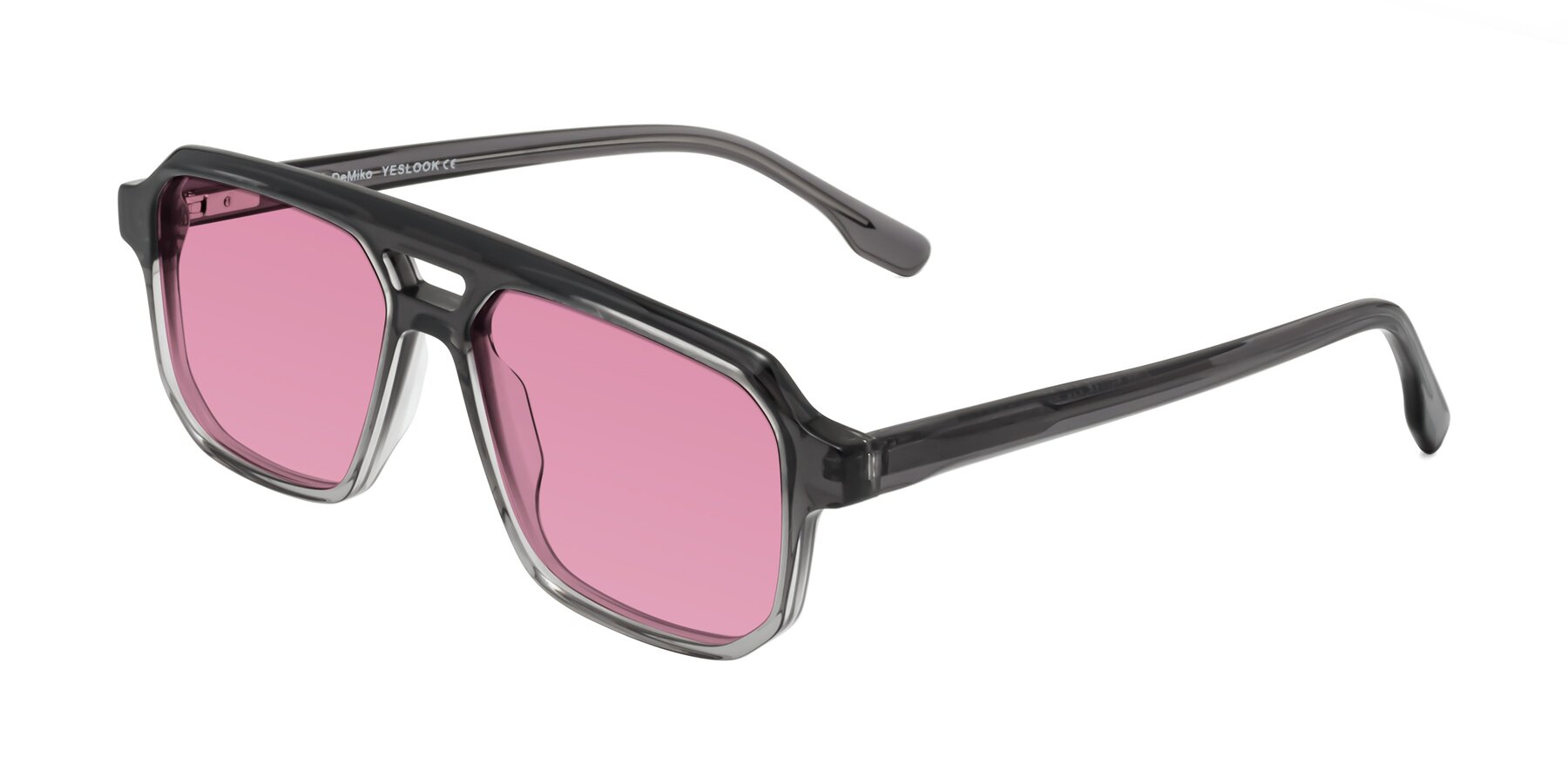 Angle of DeMiko in Gradient Gray with Medium Wine Tinted Lenses