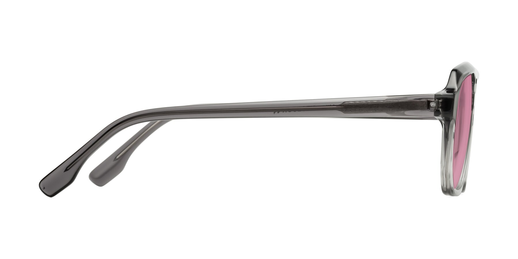 Side of DeMiko in Gradient Gray with Medium Wine Tinted Lenses