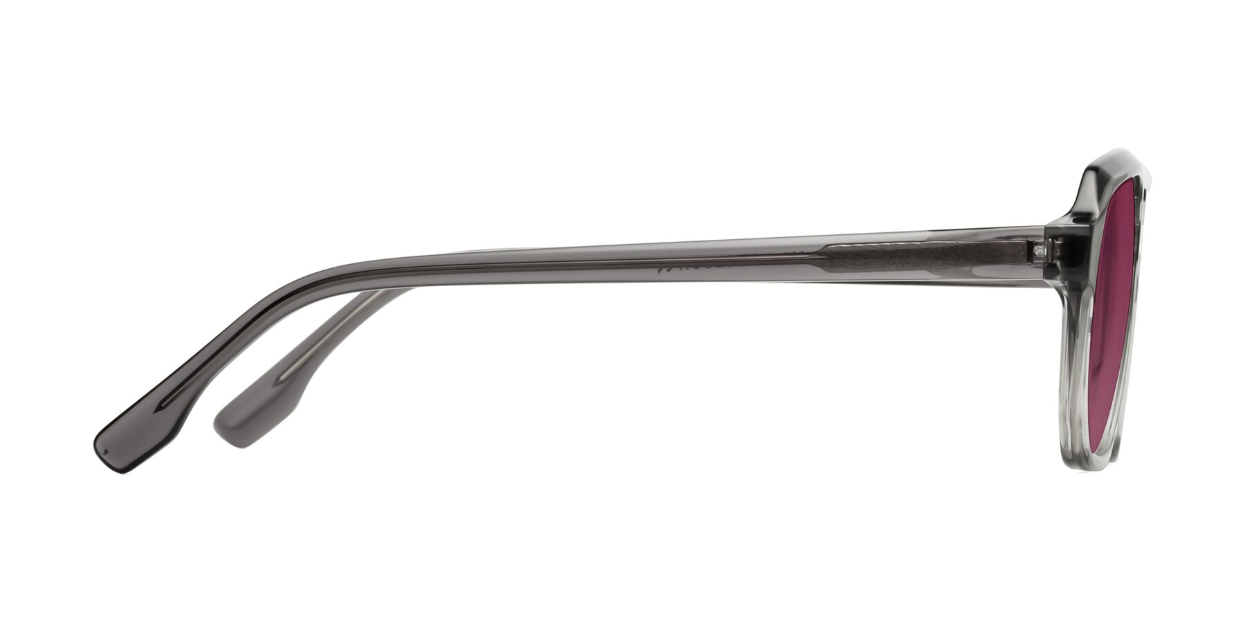 Side of DeMiko in Gradient Gray with Wine Tinted Lenses