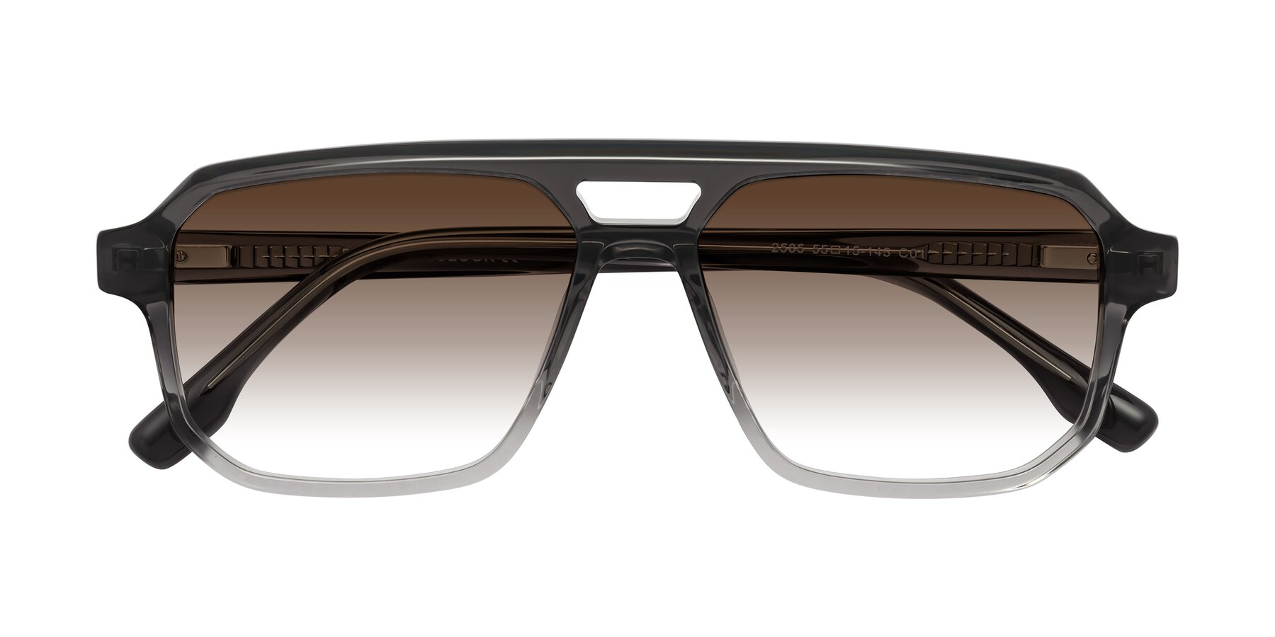 Folded Front of DeMiko in Gradient Gray with Brown Gradient Lenses