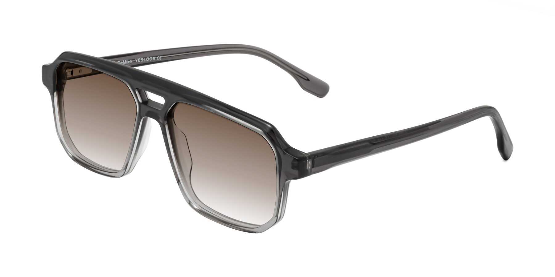 Angle of DeMiko in Gradient Gray with Brown Gradient Lenses