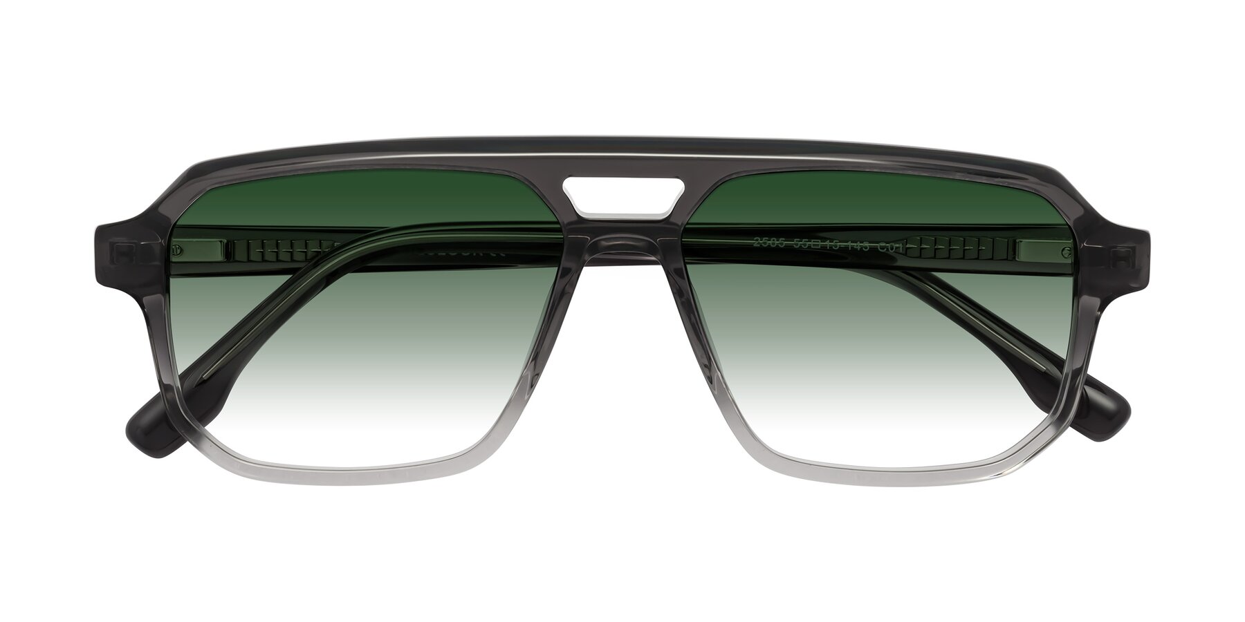 Folded Front of DeMiko in Gradient Gray with Green Gradient Lenses