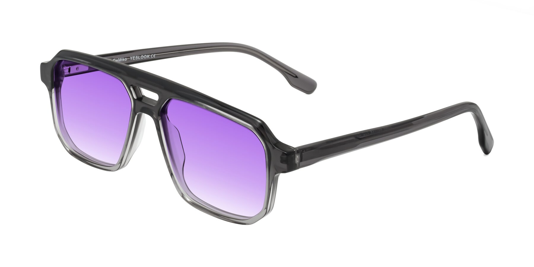 Angle of DeMiko in Gradient Gray with Purple Gradient Lenses