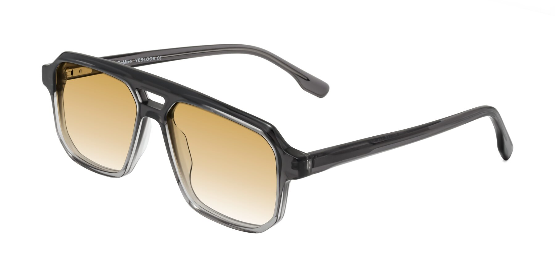 Angle of DeMiko in Gradient Gray with Champagne Gradient Lenses