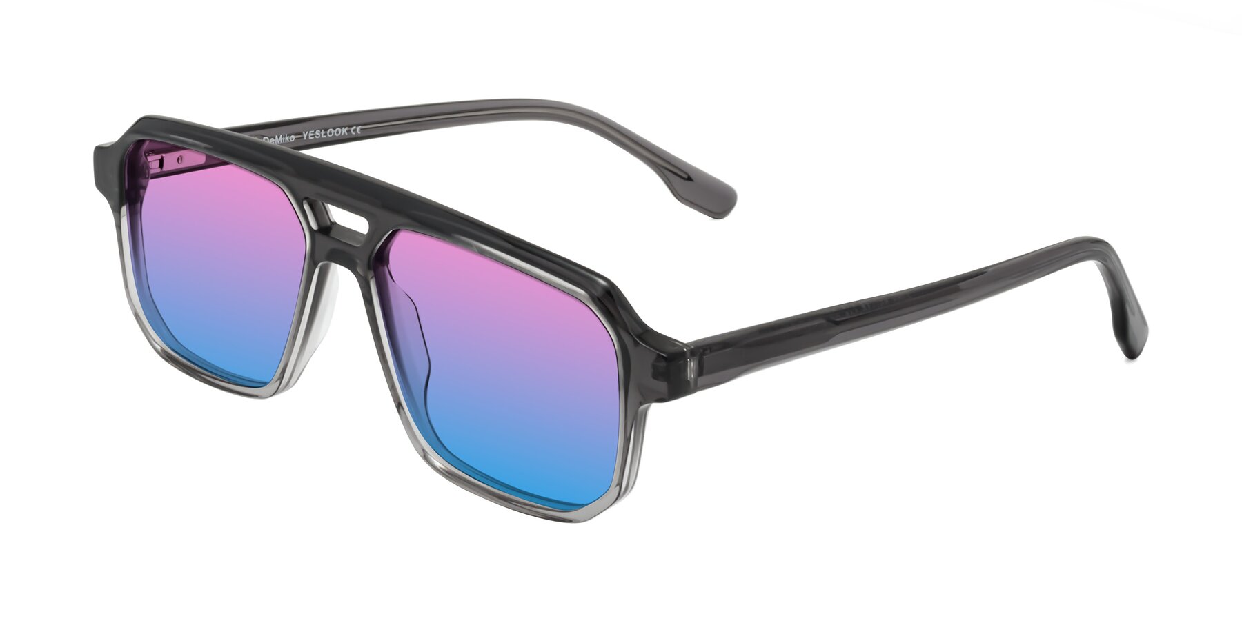 Angle of DeMiko in Gradient Gray with Pink / Blue Gradient Lenses