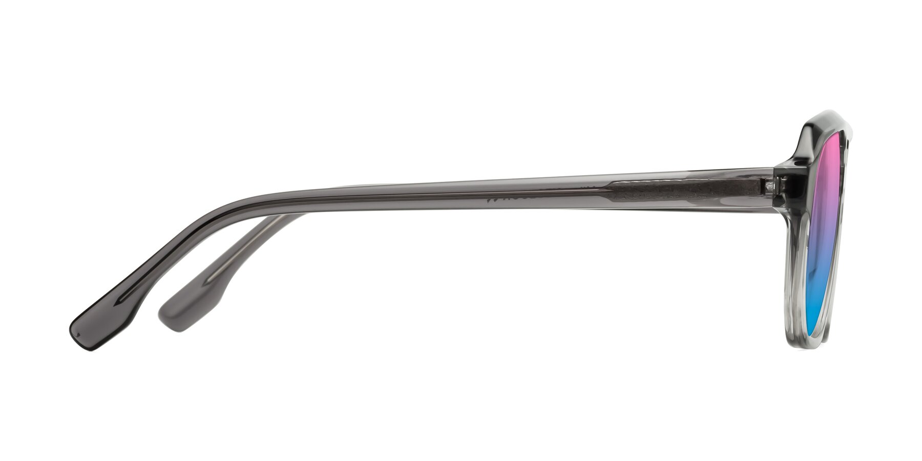 Side of DeMiko in Gradient Gray with Pink / Blue Gradient Lenses