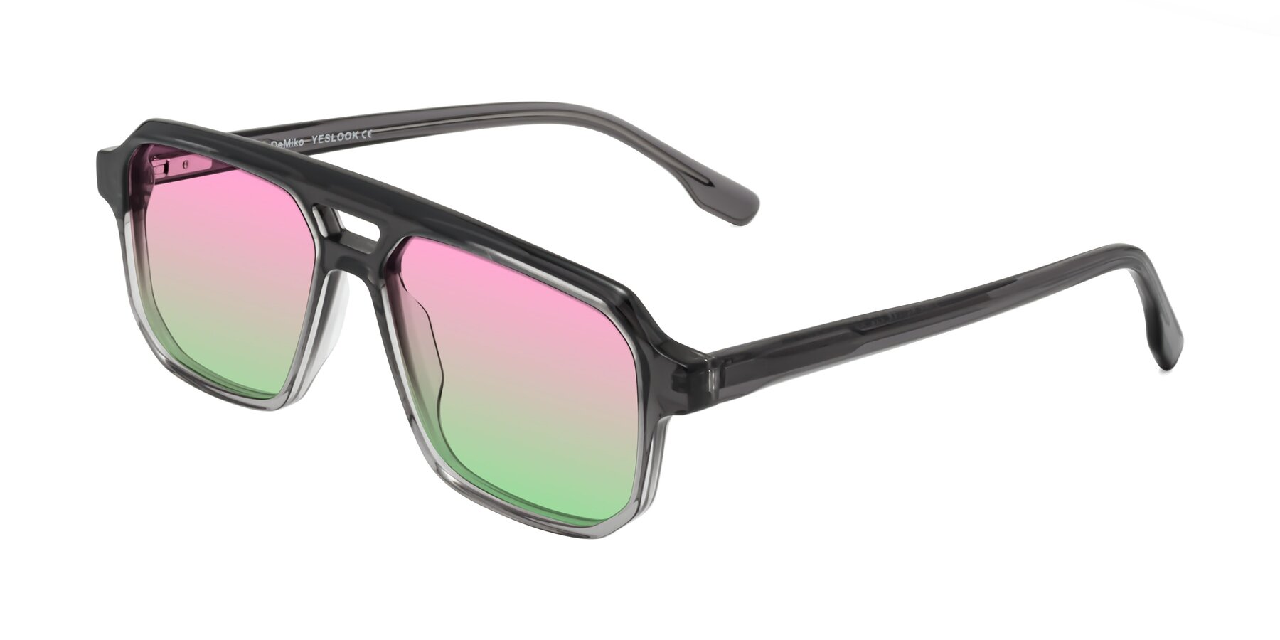 Angle of DeMiko in Gradient Gray with Pink / Green Gradient Lenses