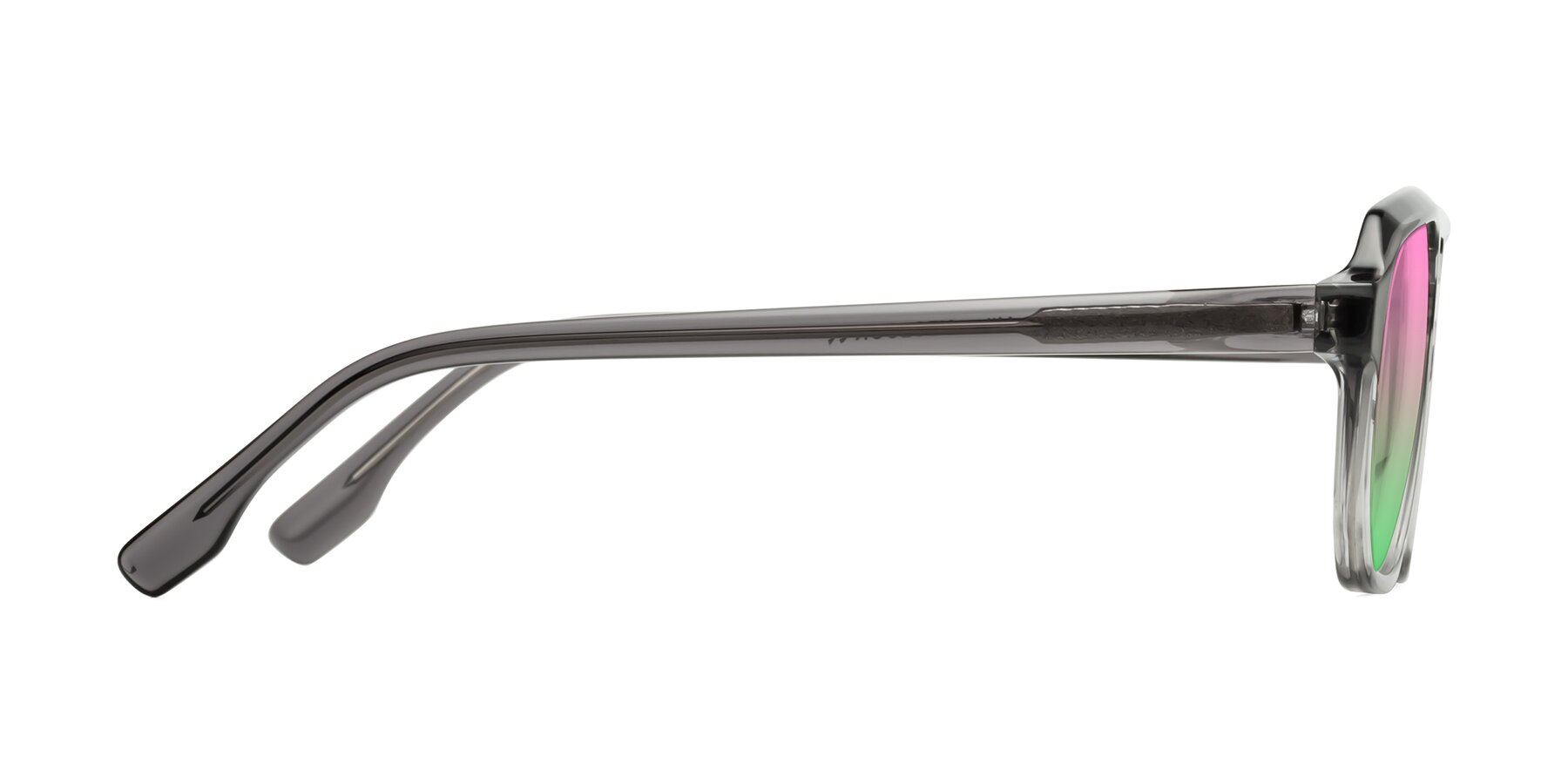 Side of DeMiko in Gradient Gray with Pink / Green Gradient Lenses