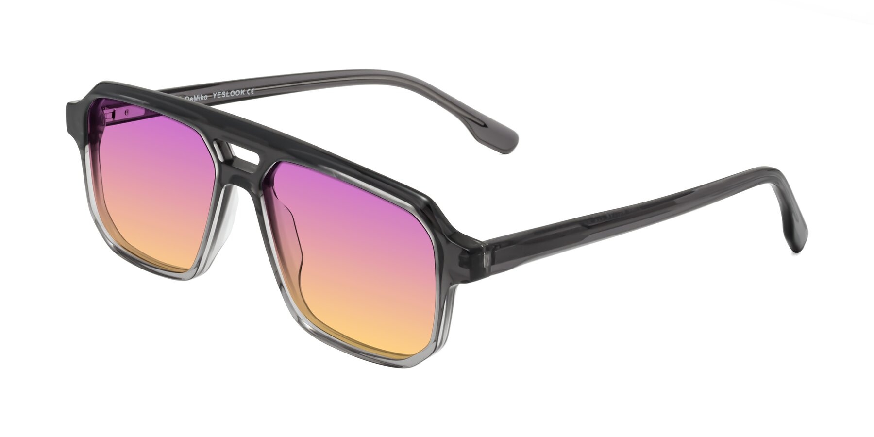 Angle of DeMiko in Gradient Gray with Purple / Yellow Gradient Lenses