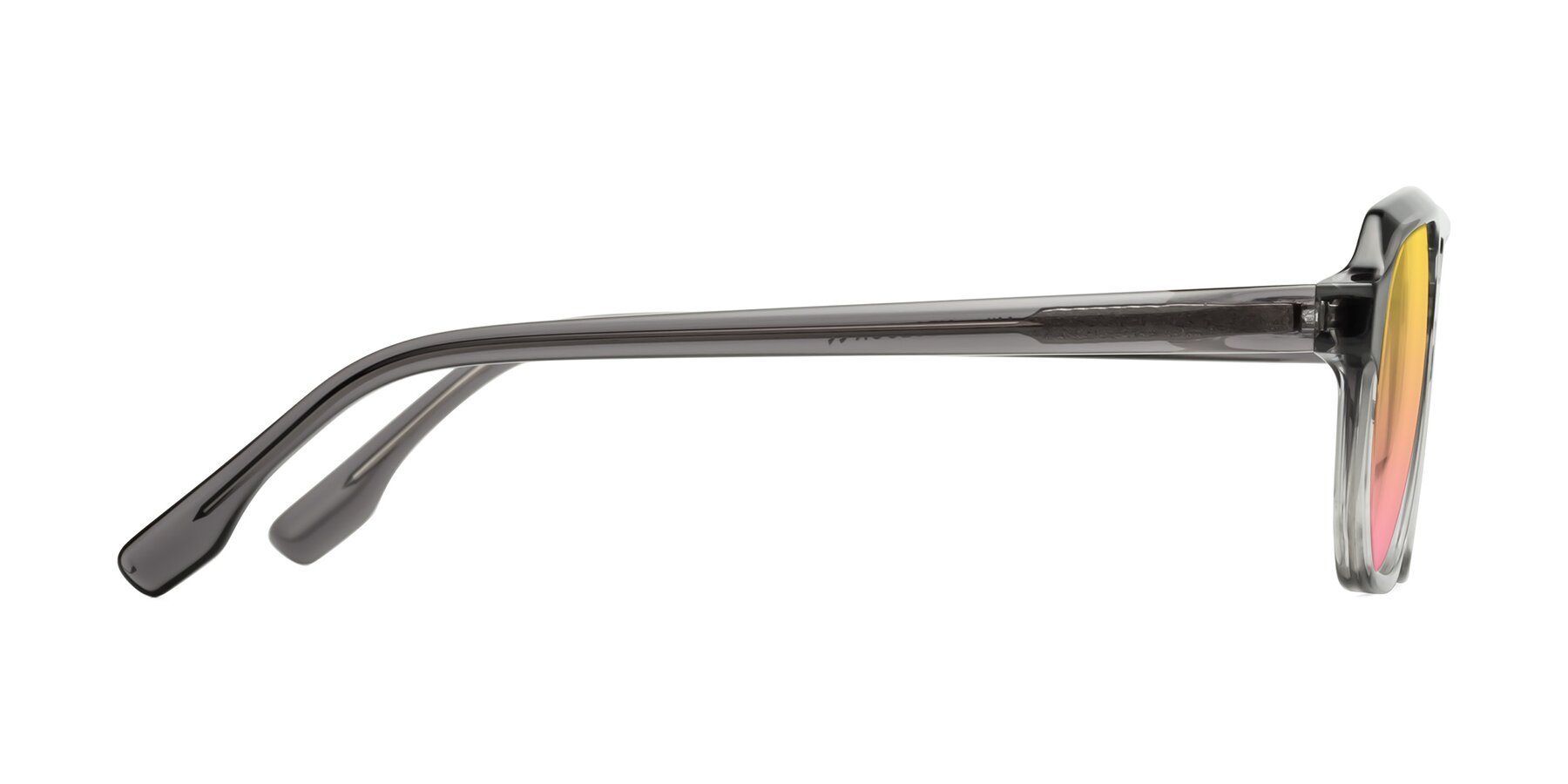 Side of DeMiko in Gradient Gray with Yellow / Pink Gradient Lenses