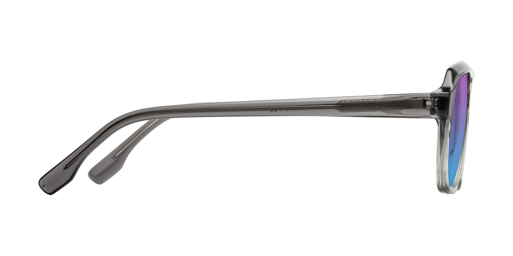 Side of DeMiko in Gradient Gray with Purple / Blue Gradient Lenses