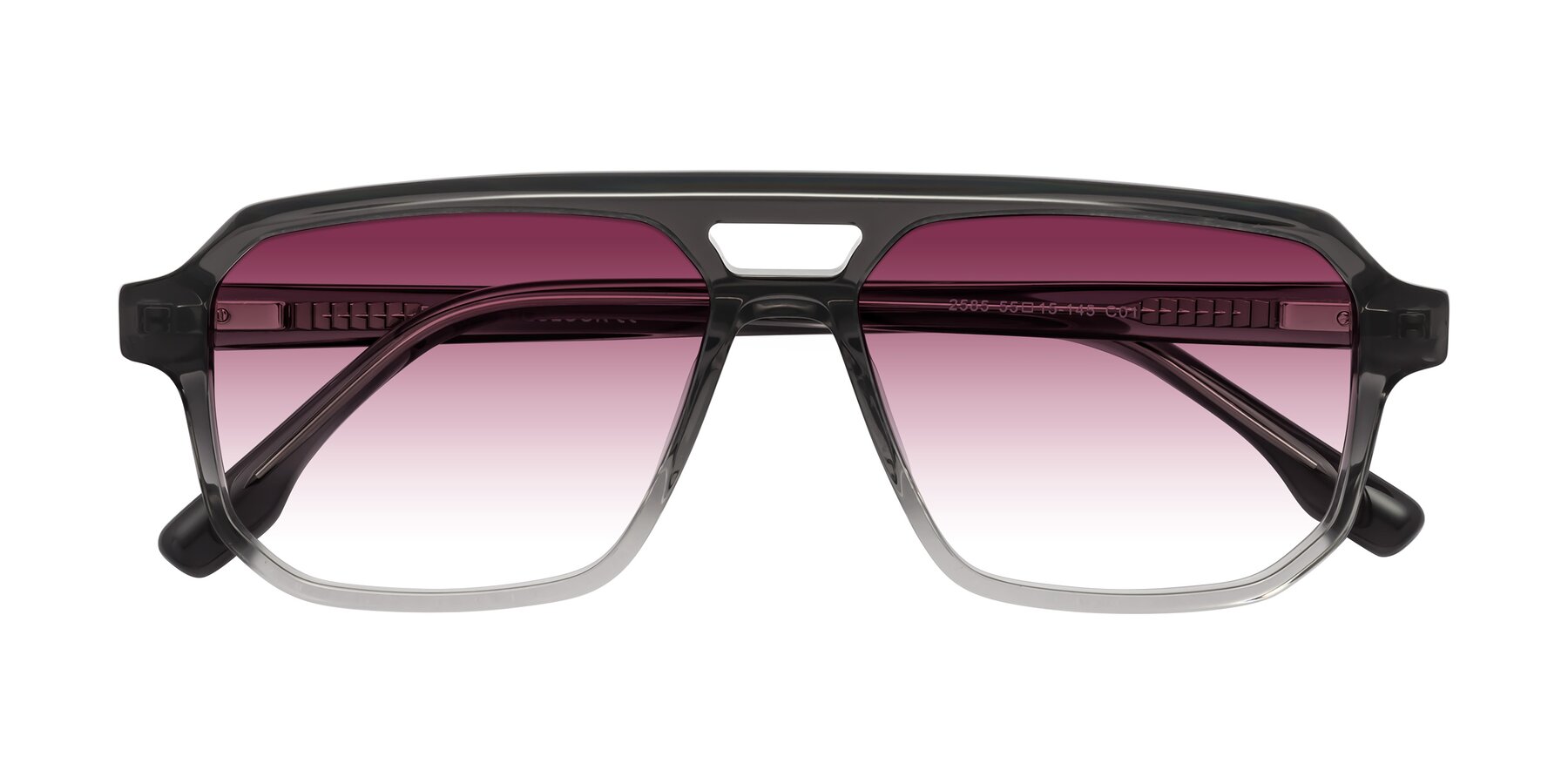 Folded Front of DeMiko in Gradient Gray with Wine Gradient Lenses