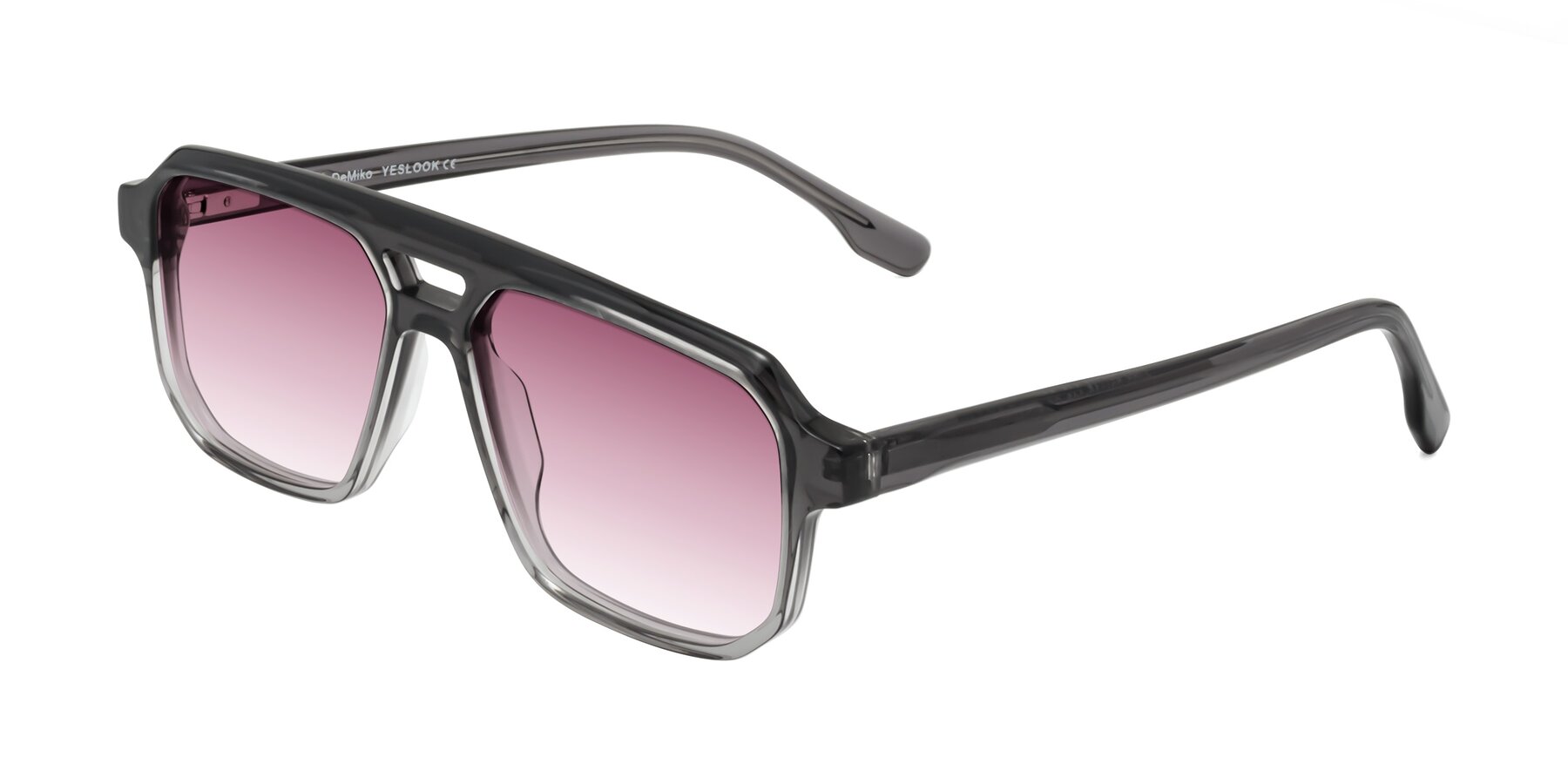 Angle of DeMiko in Gradient Gray with Wine Gradient Lenses