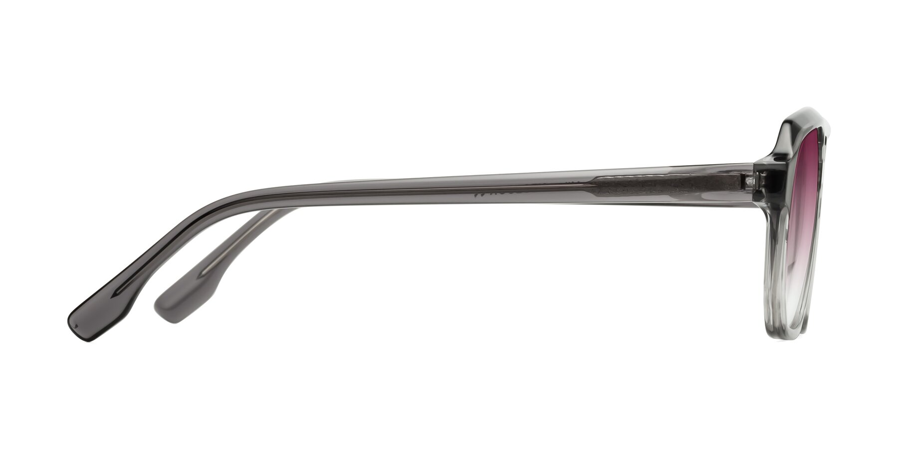 Side of DeMiko in Gradient Gray with Wine Gradient Lenses