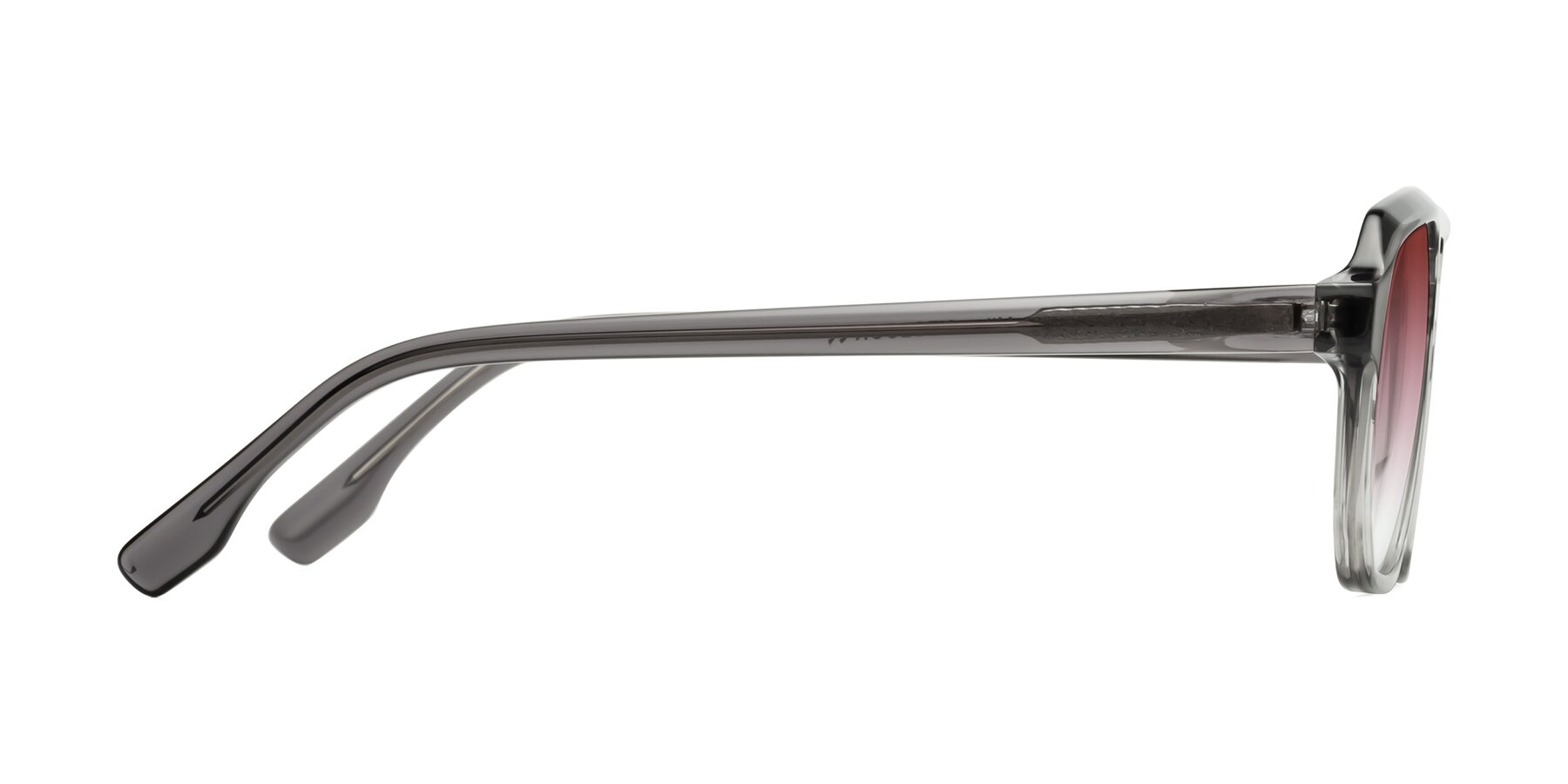 Side of DeMiko in Gradient Gray with Garnet Gradient Lenses