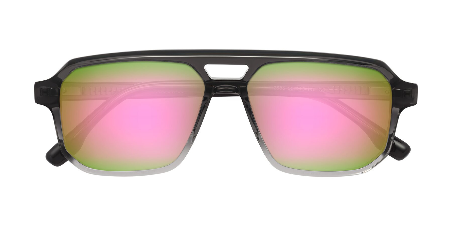 Folded Front of DeMiko in Gradient Gray with Pink Mirrored Lenses