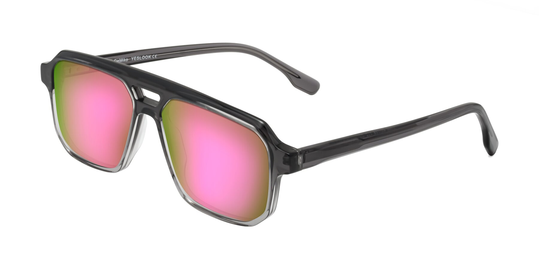Angle of DeMiko in Gradient Gray with Pink Mirrored Lenses