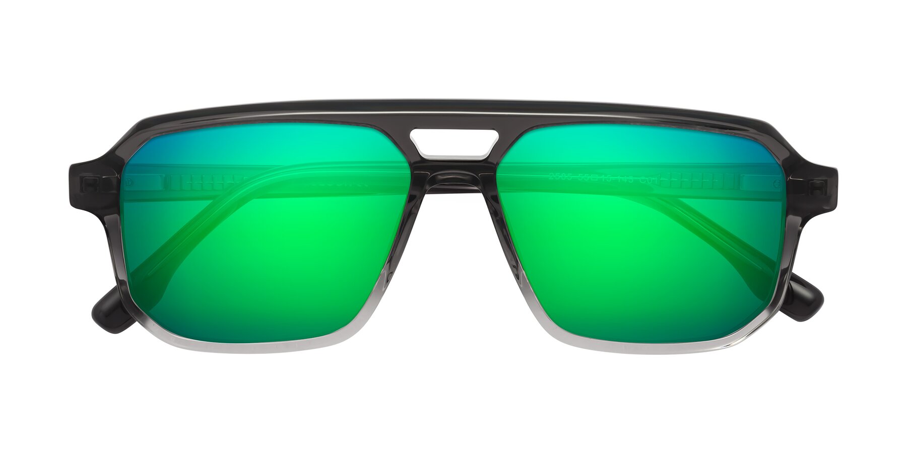 Folded Front of DeMiko in Gradient Gray with Green Mirrored Lenses