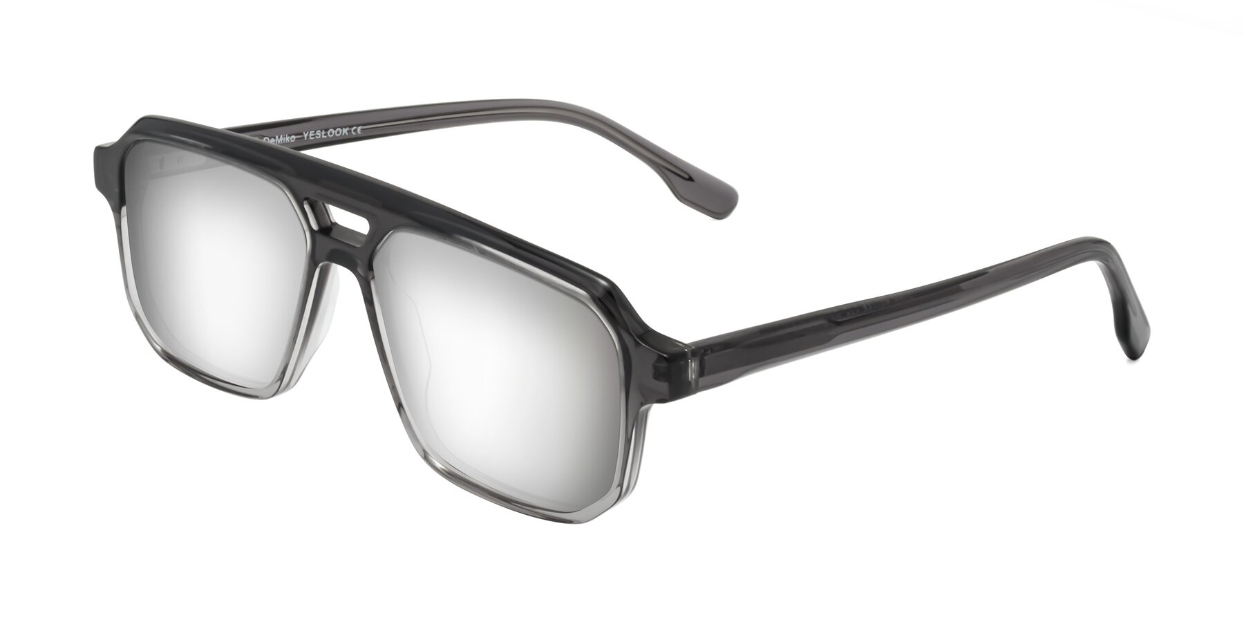 Angle of DeMiko in Gradient Gray with Silver Mirrored Lenses
