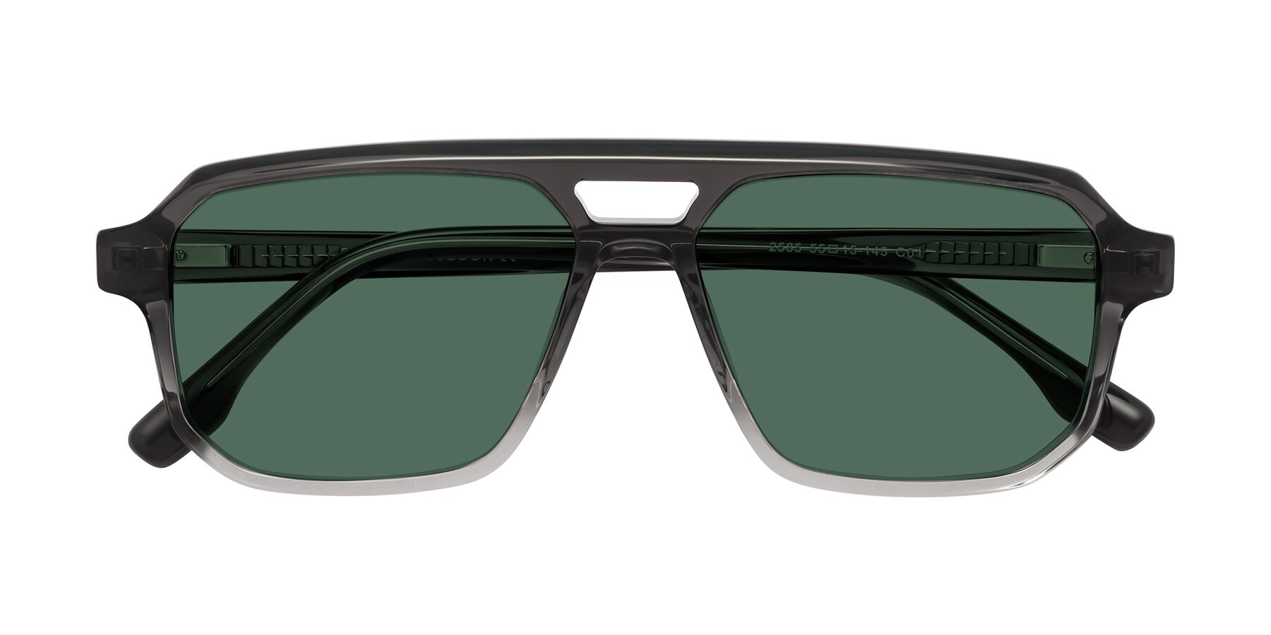 Folded Front of DeMiko in Gradient Gray with Green Polarized Lenses