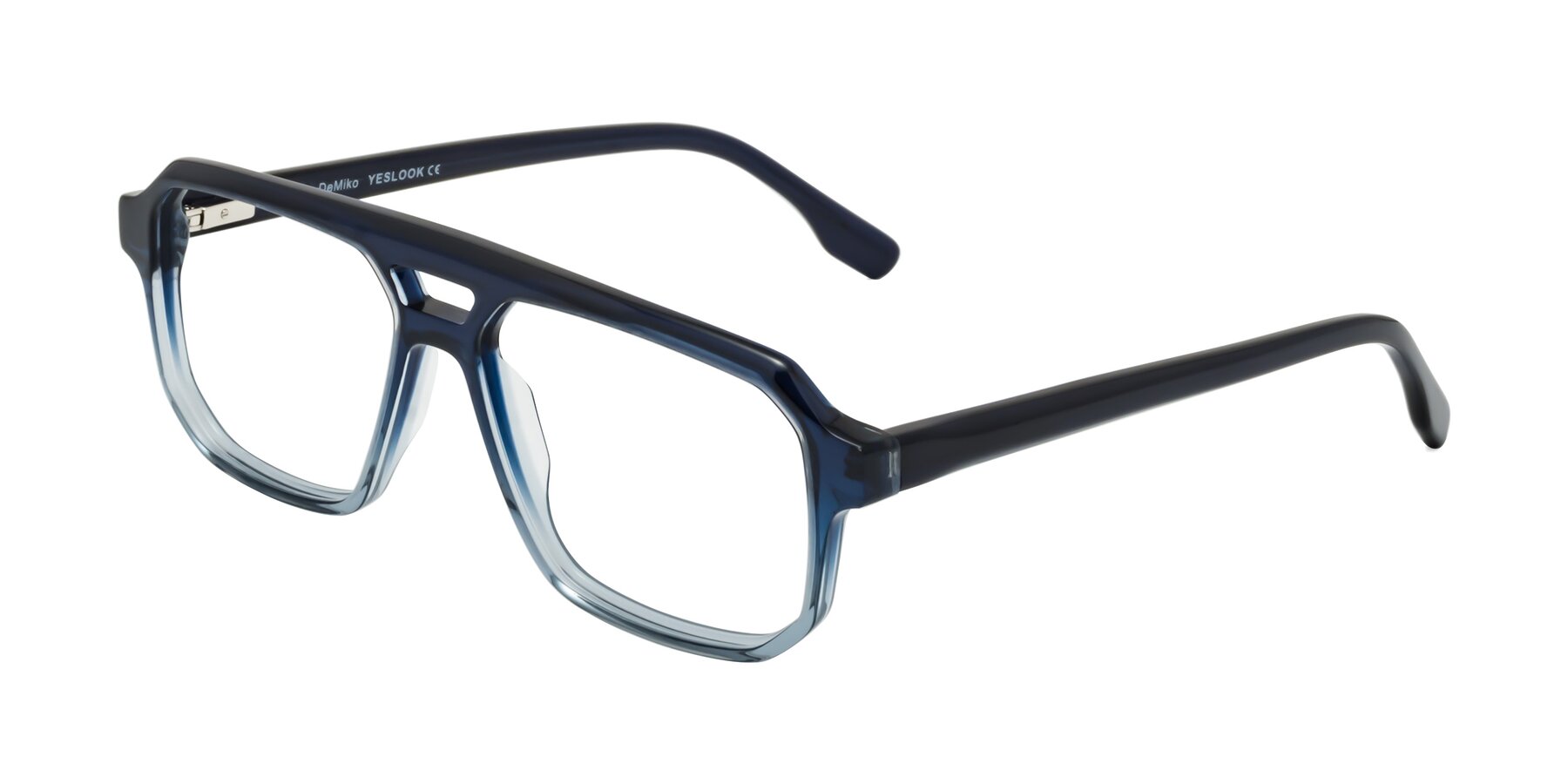 Angle of DeMiko in Gradient Blue with Clear Eyeglass Lenses