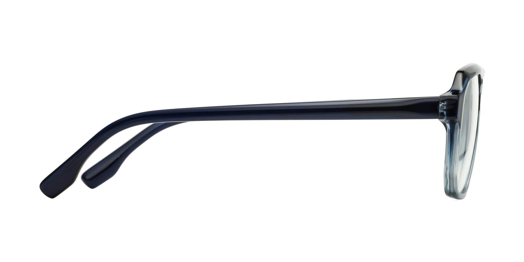 Side of DeMiko in Gradient Blue with Clear Eyeglass Lenses