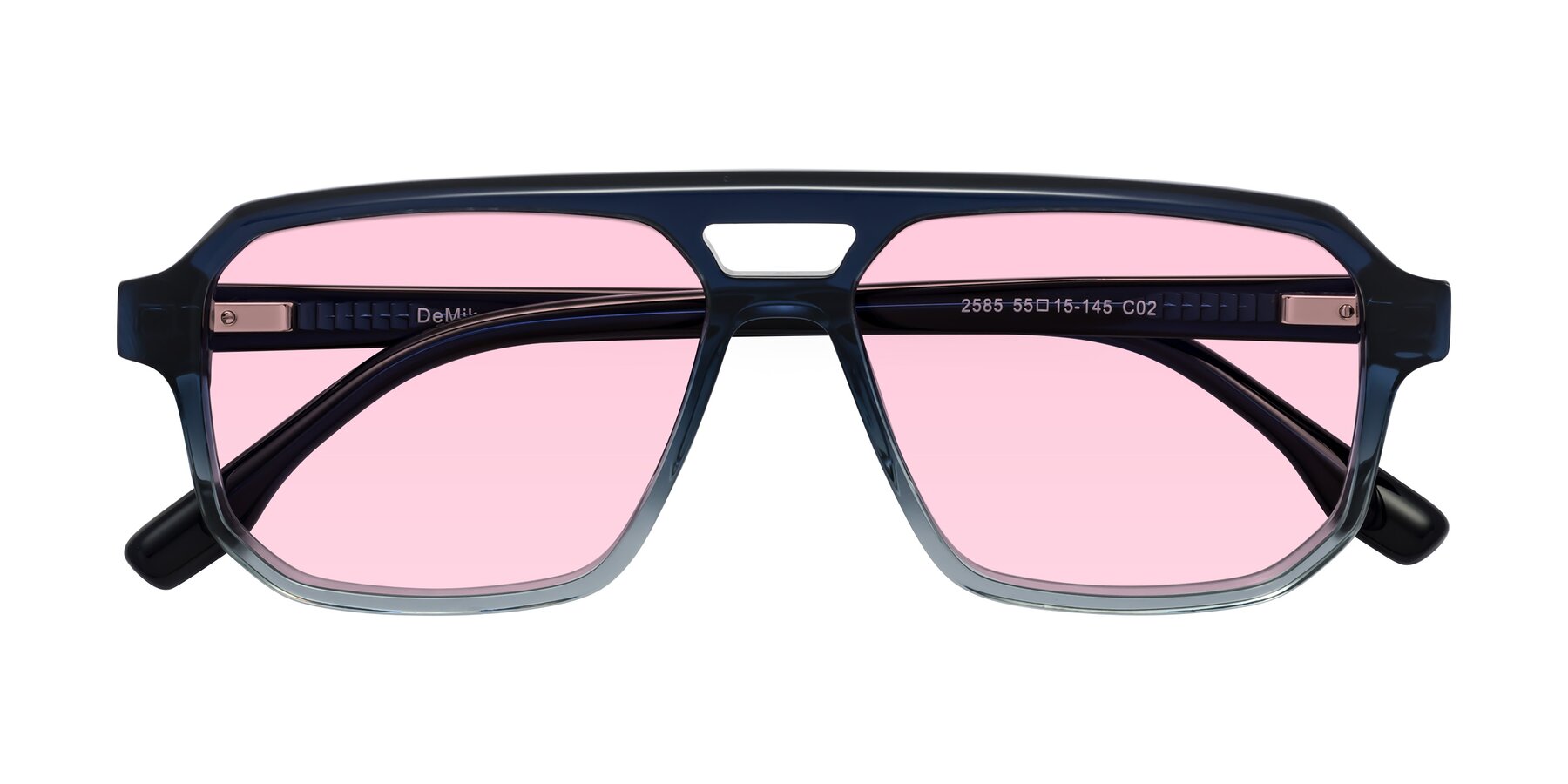 Folded Front of DeMiko in Gradient Blue with Light Pink Tinted Lenses