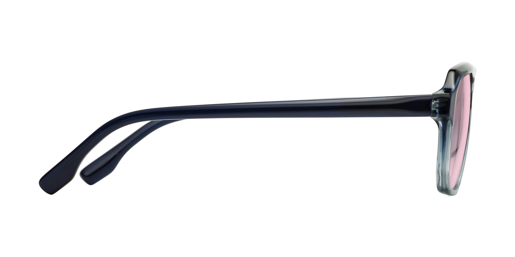 Side of DeMiko in Gradient Blue with Light Pink Tinted Lenses