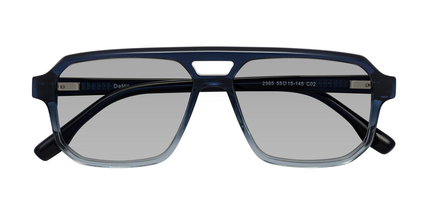 Folded Front of DeMiko in Gradient Blue with Light Gray Tinted Lenses