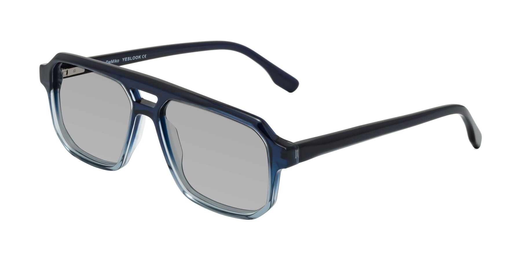 Angle of DeMiko in Gradient Blue with Light Gray Tinted Lenses