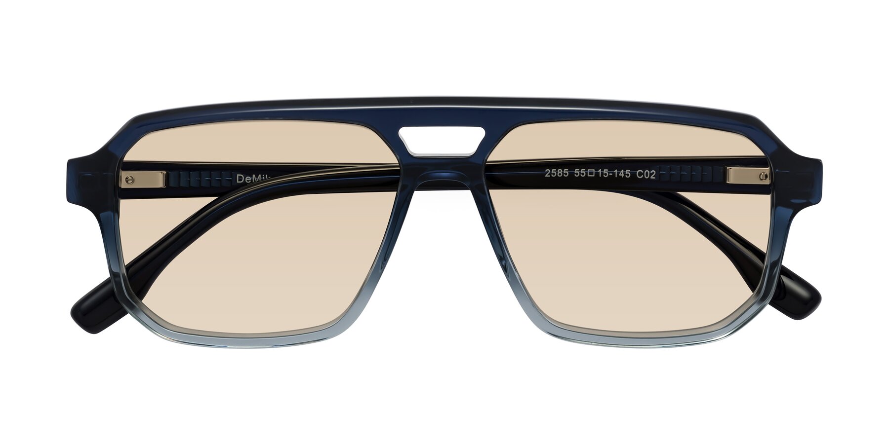 Folded Front of DeMiko in Gradient Blue with Light Brown Tinted Lenses