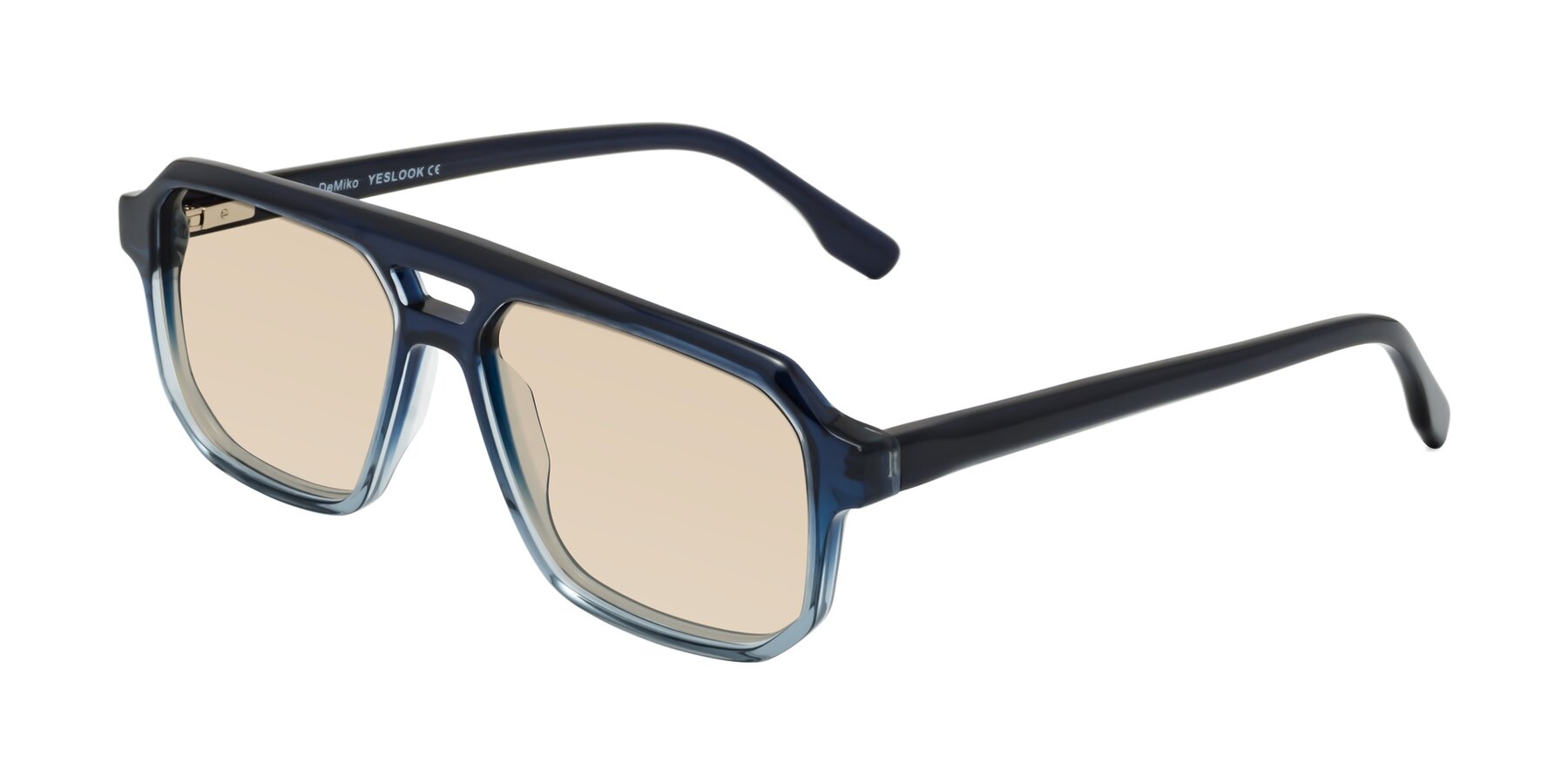 Angle of DeMiko in Gradient Blue with Light Brown Tinted Lenses