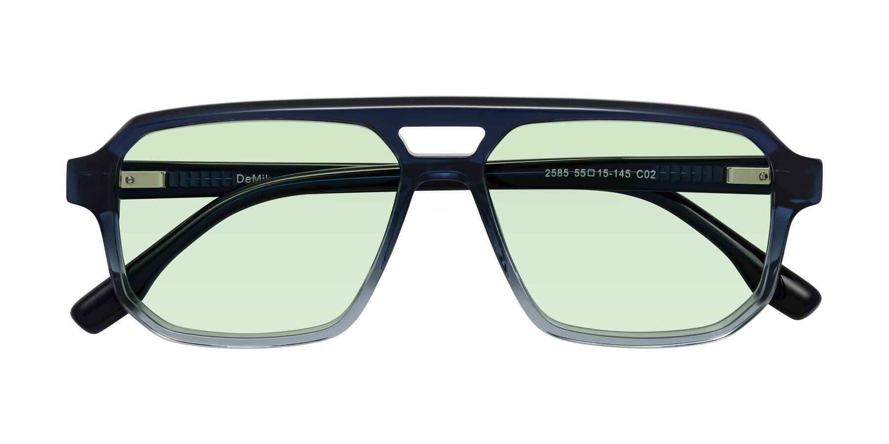Folded Front of DeMiko in Gradient Blue with Light Green Tinted Lenses