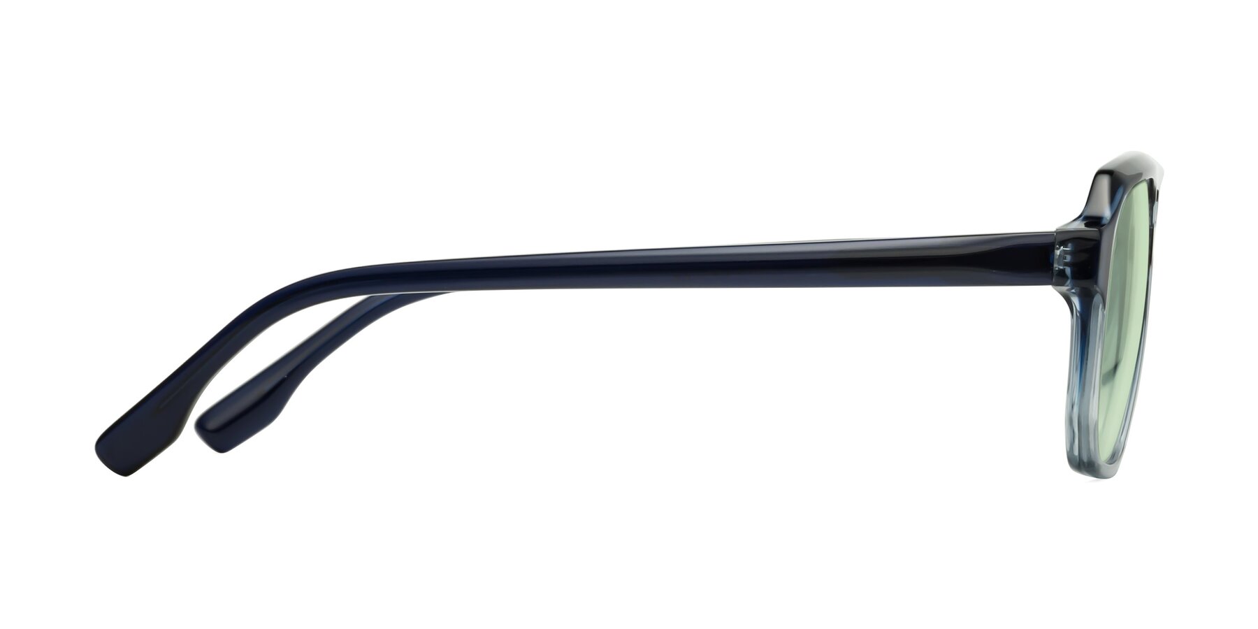 Side of DeMiko in Gradient Blue with Light Green Tinted Lenses