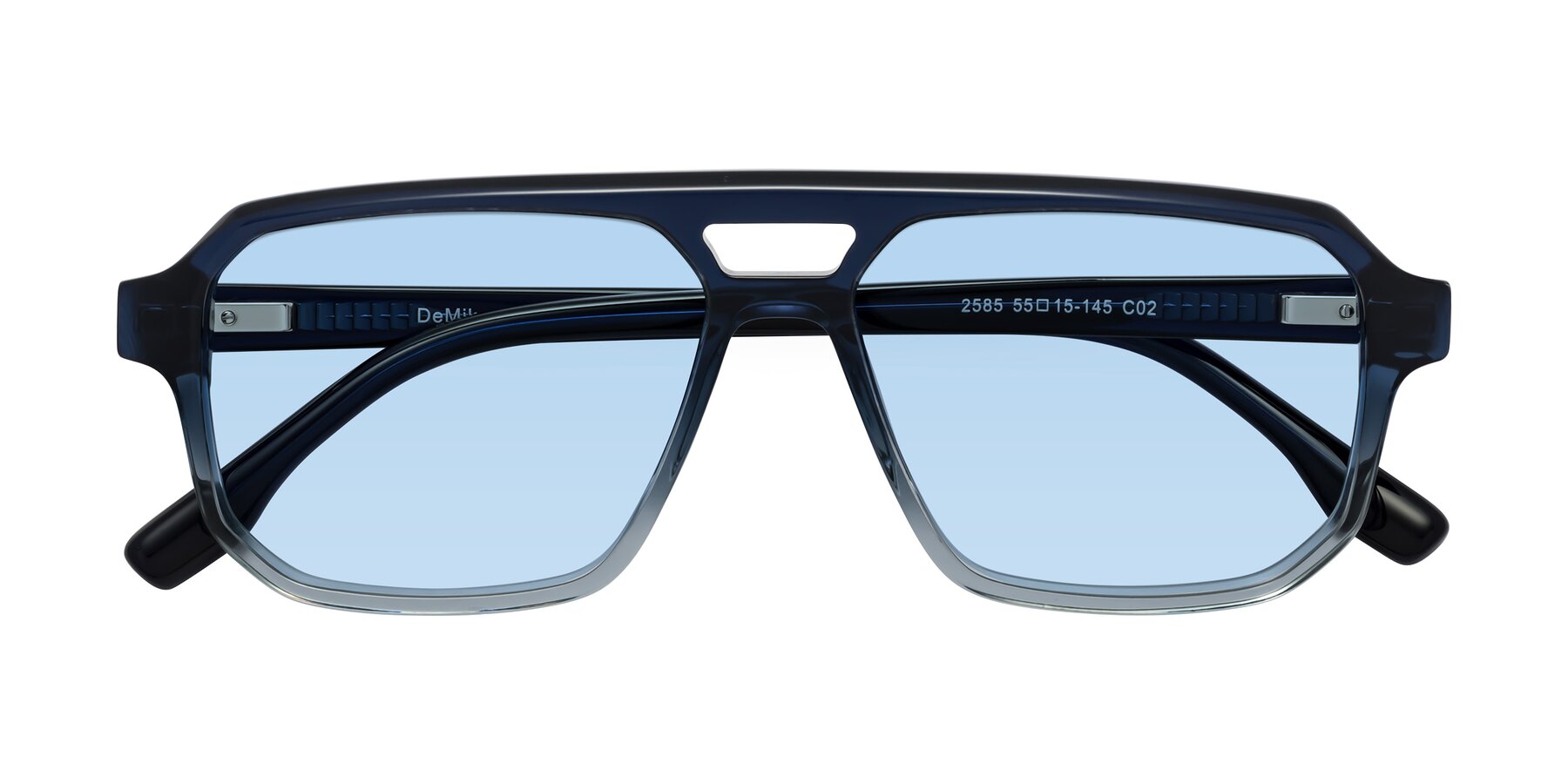 Folded Front of DeMiko in Gradient Blue with Light Blue Tinted Lenses