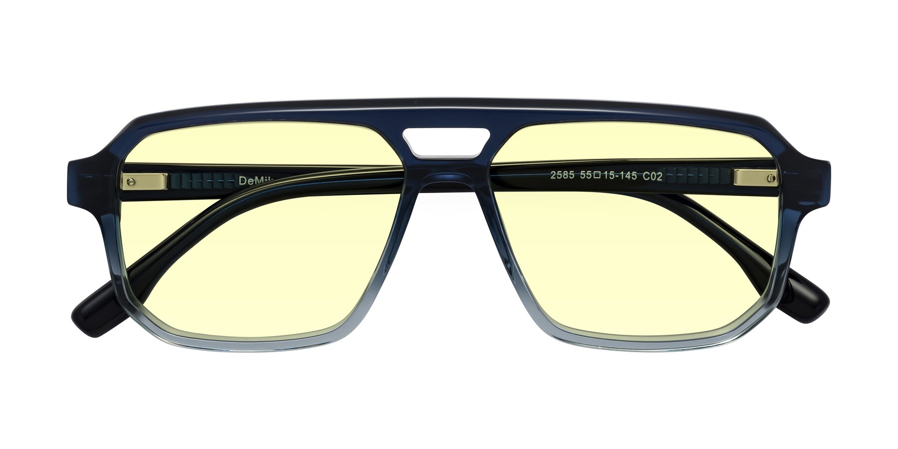 Folded Front of DeMiko in Gradient Blue with Light Yellow Tinted Lenses