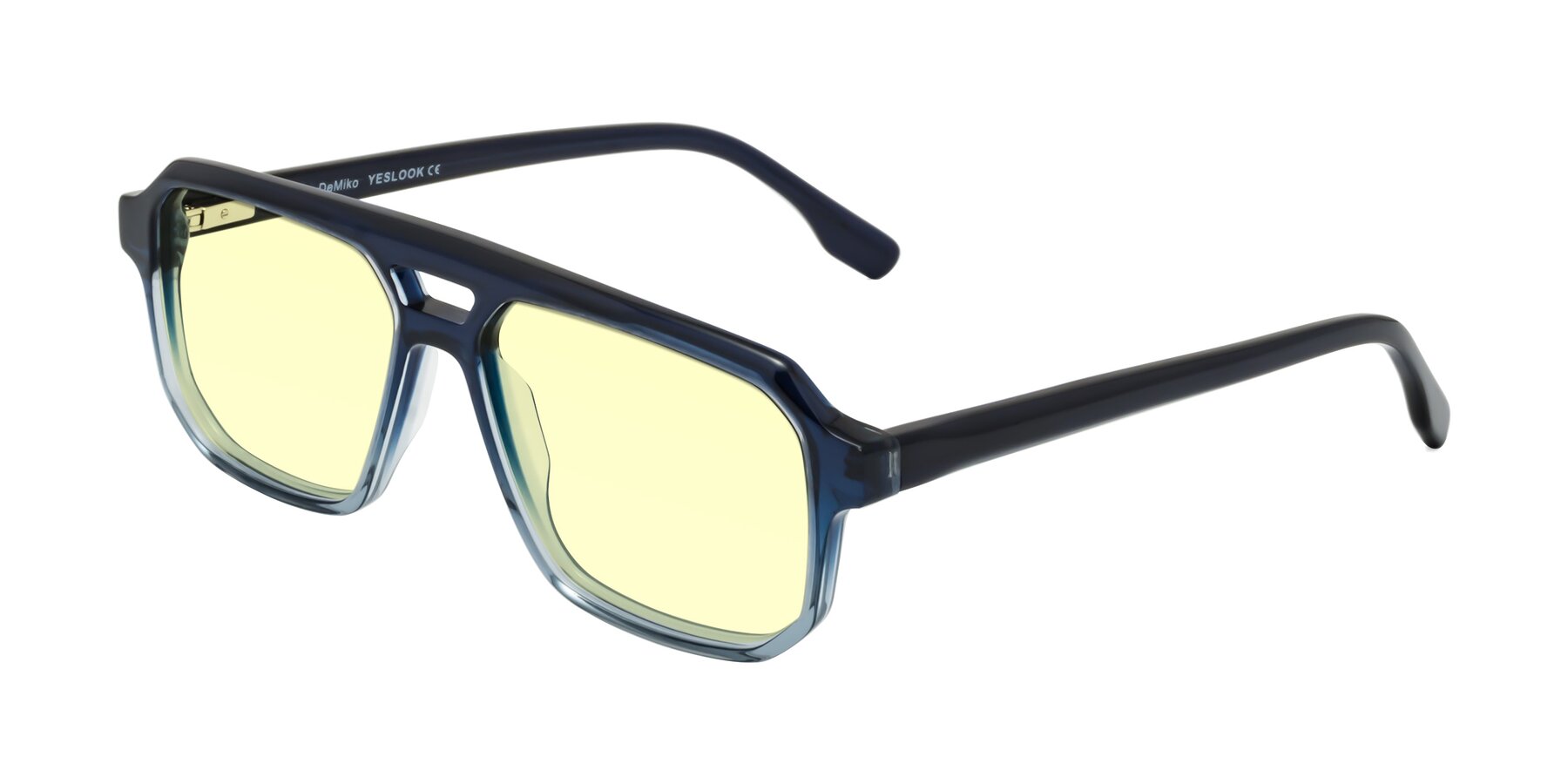 Angle of DeMiko in Gradient Blue with Light Yellow Tinted Lenses