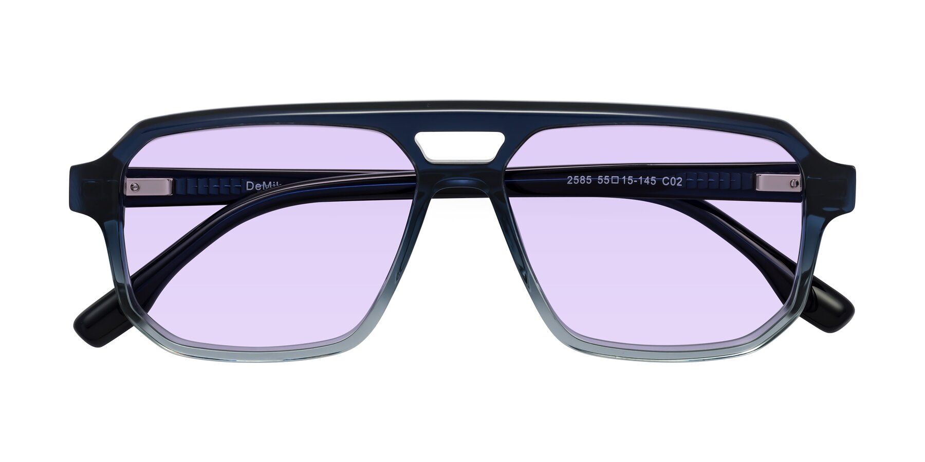 Folded Front of DeMiko in Gradient Blue with Light Purple Tinted Lenses