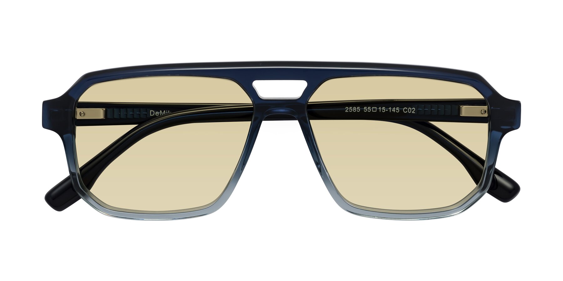 Folded Front of DeMiko in Gradient Blue with Light Champagne Tinted Lenses
