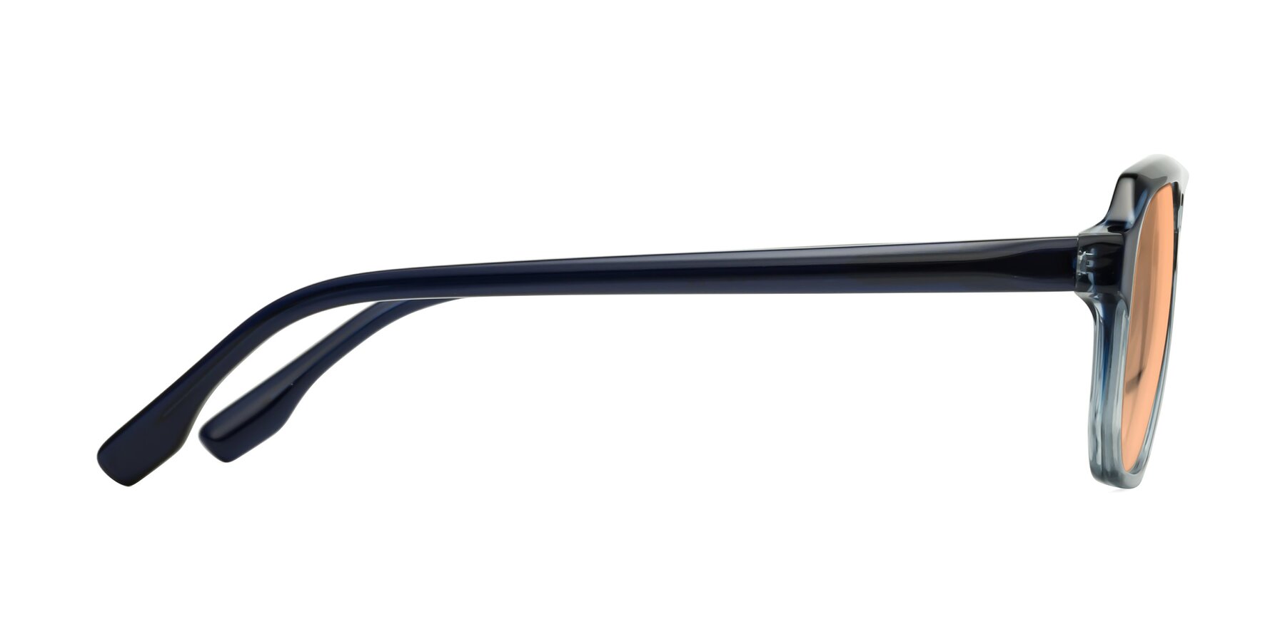 Side of DeMiko in Gradient Blue with Light Orange Tinted Lenses