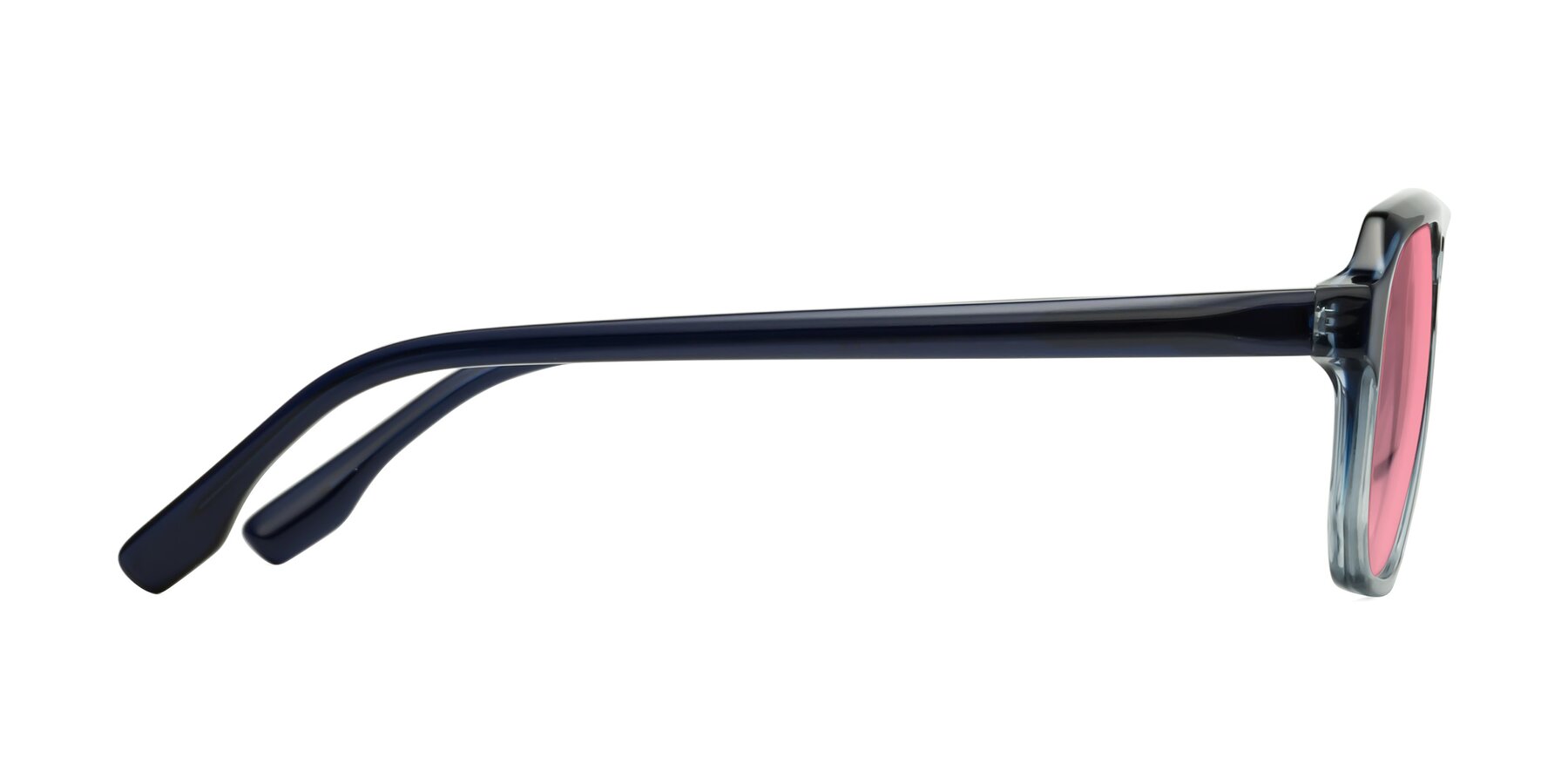 Side of DeMiko in Gradient Blue with Pink Tinted Lenses
