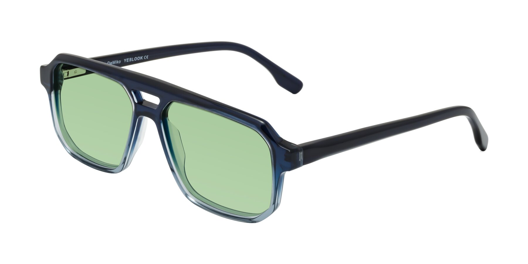 Angle of DeMiko in Gradient Blue with Medium Green Tinted Lenses