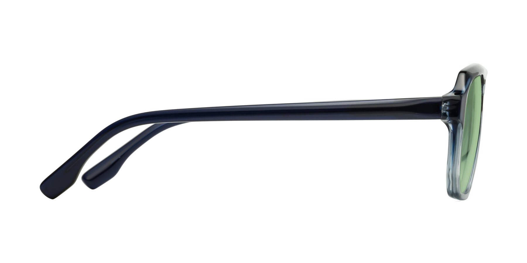 Side of DeMiko in Gradient Blue with Medium Green Tinted Lenses